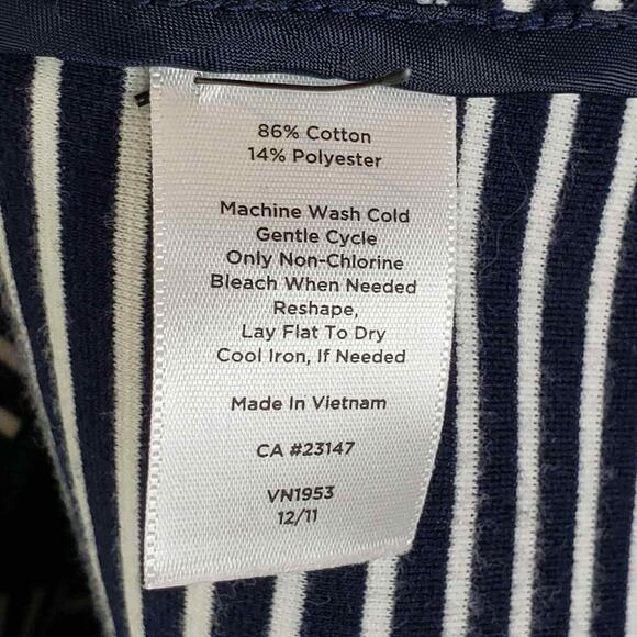 Talbots Blazer Jacket Size XL Navy Blue White Striped Cotton Stretch Knit - Picture 9 of 10